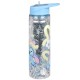 Stitch Disney Bottiglia/borraccia in plastica con cannuccia, trasparente e glitter 550ml