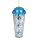 SONIC Tazza trasparente con cannuccia/bottiglia con glitter 650ml