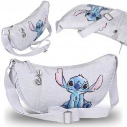 Disney Stitch Szara torebka bagietka na ramię, srebrne elementy 33x7x18cm