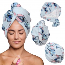 Stitch Disney Niebieski turban, bawełniany ręcznik do włosów