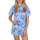 Stitch Disney Niebieska piżama na krótki rękaw, letnia, bawełniana piżama damska