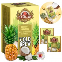 BASILUR Cold Brew - Owocowa herbata bezkofeinowa z aromatem kokosa i ananasa, herbata na zimno w saszetkach 20 x 2 g