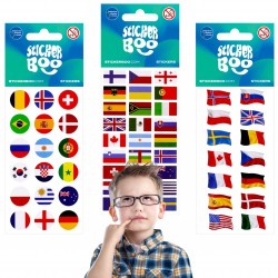 Zestaw naklejek dla dzieci, naklejki flagi