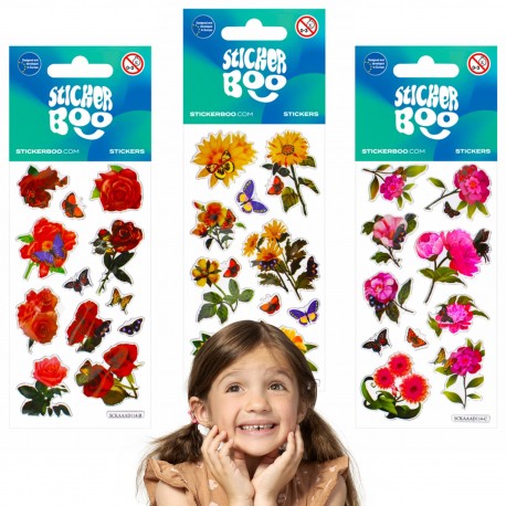 Zestaw kolorowych naklejek dla dzieci, wiosenne kwiaty