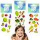 Set de pegatinas de colores vegetales felices, pegatinas para niños