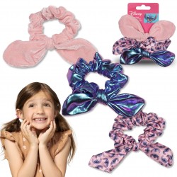 Stitch Scrunchies z kokardką, gumki do włosów zestaw 3 sztuk