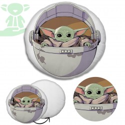 Star Wars Baby Yoda Okrągła poduszka, poduszka ozdobna 40x40 cm, Oeko-Tex