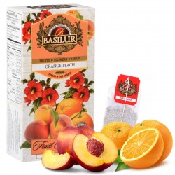 BASILUR Fruit Infusions Owocowa herbata bezkofeinowa z aromatem pomarańczy, brzoskwini i cytryny 25x2g