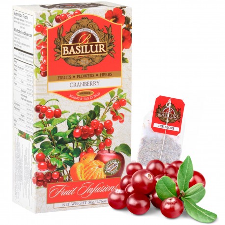 BASILUR Fruit Infusions Owocowa herbata bezkofeinowa z aromatem żurawiny i cytryny 25x2g