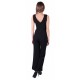 Black, Sleeveless, Lace Up Front, Wide Cut Leg, Jumpsuit For Ladies By John Zack