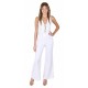 Ecru, Sleeveless, Lace Up Front, Wide Cut Leg, Jumpsuit For Ladies By John Zack