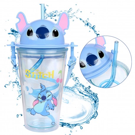 Disney Stitch Transparentny kubek ze słomką/bidon 450ml