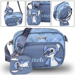 Stitch Disney Niebieska torebka + saszetka, na regulowanym pasku 22x16x7cm