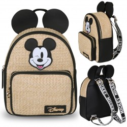 Myszka Mickey Disney Słomkowy, pleciony plecak miejski 25x8x21cm