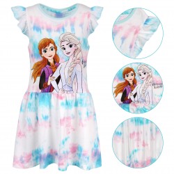 Kraina Lodu Elsa i Anna Sukienka dziewczęca na krótki rękaw, sukienka dla dziewczynki