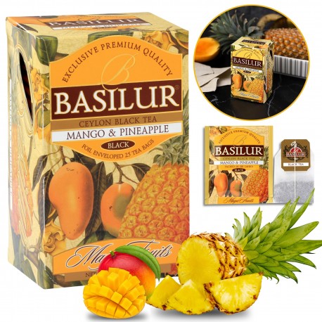 BASILUR Magic Fruits - Czarna herbata cejlońska z dodatkiem ananasa i mango 25 x 2 g