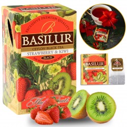 BASILUR Magic Fruits - Czarna herbata cejlońska z dodatkiem owocu jabłka oraz naturalnym aromatem truskawki i kiwi 25 x 2 g