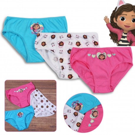 Gabby's Dollhouse Cotton panties, girl panties, colourful 3pcs. OEKO-TEX