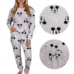 DISNEY Mickey Mouse Grey women's long sleeve velour pyjama, plus size