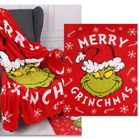 Grinch Czerwona narzuta/koc 130x160 cm OEKO-TEX