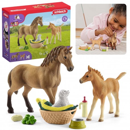 SLH42432 Schleich Horse Club - Zestaw Pielęgnacyjny Klacz Quarter Horse, figurki dla dzieci 5+