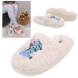 Stitch and Angel Disney Women's slippers, beige slippers, furry home shoes