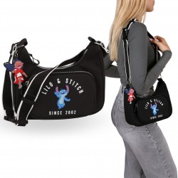 Stitch Disney Black baguette bag, shoulder bag 24x13x7cm