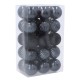 Boules de Noël anthracite, set de boules en plastique, boules de Noël 4cm, 30 pcs.