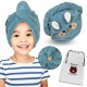 Turquoise hair turban for child, hair towel, bunny