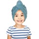 Turquoise hair turban for child, hair towel, bunny