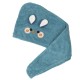 Turquoise hair turban for child, hair towel, bunny