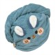 Turquoise hair turban for child, hair towel, bunny