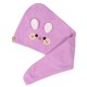 Purple hair turban for child, hair towel, bunny