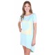 Mint Green, Heart Print Design Nightshirt With Dipped Hem For Ladies PIGEON