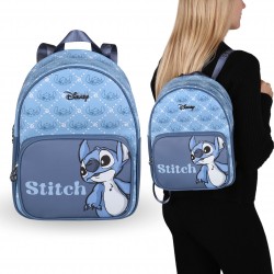 Stitch Disney Niebieski, mały plecak, skórzany plecak 33x11x25cm