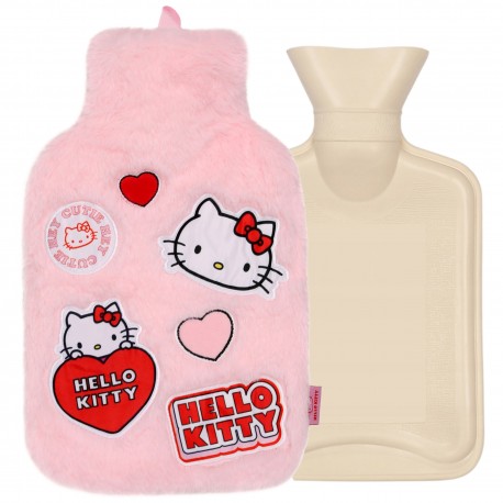 Hello Kitty Jasnoróżowy termofor z miękką poszewką, futrzany, duży, naturalny kaucuk 1,75 l