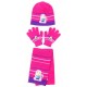 Różowo-fioletowy zestaw: szalik, rękawiczki, czapka MINIONKI