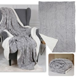 Couvre-lit/couverture en micropolaire gris clair, couverture en peluche douce, sherpa 220-230 g/m 150x200 cm