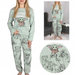 STAR WARS Baby Yoda pijama de señora de forro polar, cálido, manga larga, verde