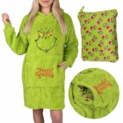 Grinch Sudadera de Navidad, bata , snuddie oversize con capucha, cálida y suave, bolsillo