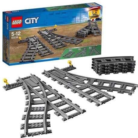 Lego CITY Zwrotnice, Tory Kolejowe, Zestaw Rozszerzający do Kolejek LEGO dla Dzieci 60238