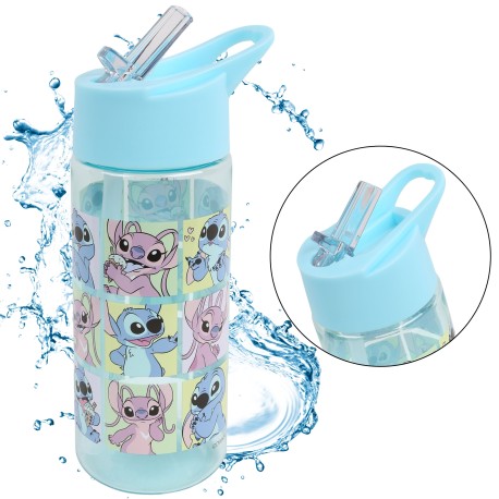 Disney Lilo i Stitch Plastikowa butelka/bidon ze słomką, transparentna 420ml