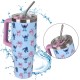 Disney Stitch and Angel Large thermal mug with lid and metal straw, stainless steel, travel mug 1.18l