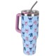 Disney Stitch and Angel Large thermal mug with lid and metal straw, stainless steel, travel mug 1.18l