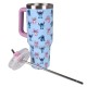 Disney Stitch and Angel Large thermal mug with lid and metal straw, stainless steel, travel mug 1.18l