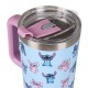 Disney Stitch and Angel Large thermal mug with lid and metal straw, stainless steel, travel mug 1.18l