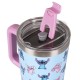 Disney Stitch and Angel Large thermal mug with lid and metal straw, stainless steel, travel mug 1.18l