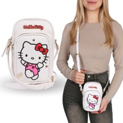 Hello Kitty Biała saszetka, mała torebka z regulowanym paskiem, mini torebka 18x6x12 cm