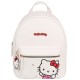 Hello Kitty Biały plecak skórzany z brelokiem, damski plecak miejski 29x24x11 cm