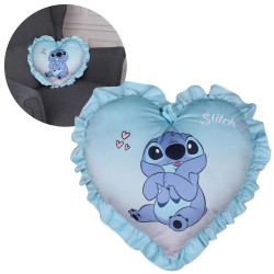 DISNEY Stitch Coussin bleu, décoratif, en forme de cœur 45x45 cm OEKO-TEX